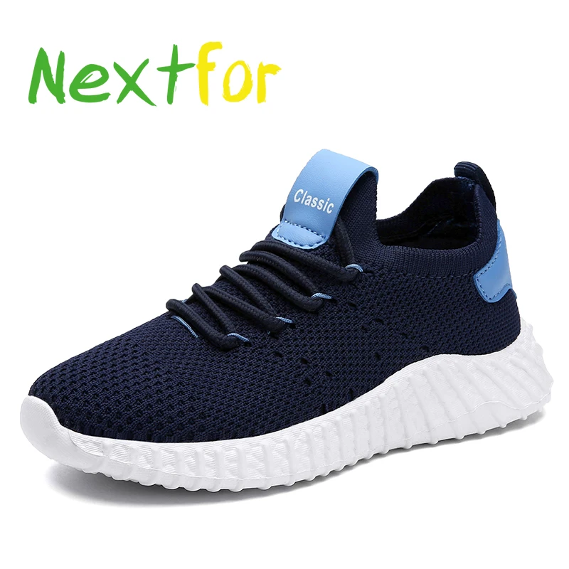 

New Arrival 2021 Youth Boys Shoes Black Blue Children Shoes For Boy Soft Bottom School Boys Shoes Lace Up Children Running Shoes