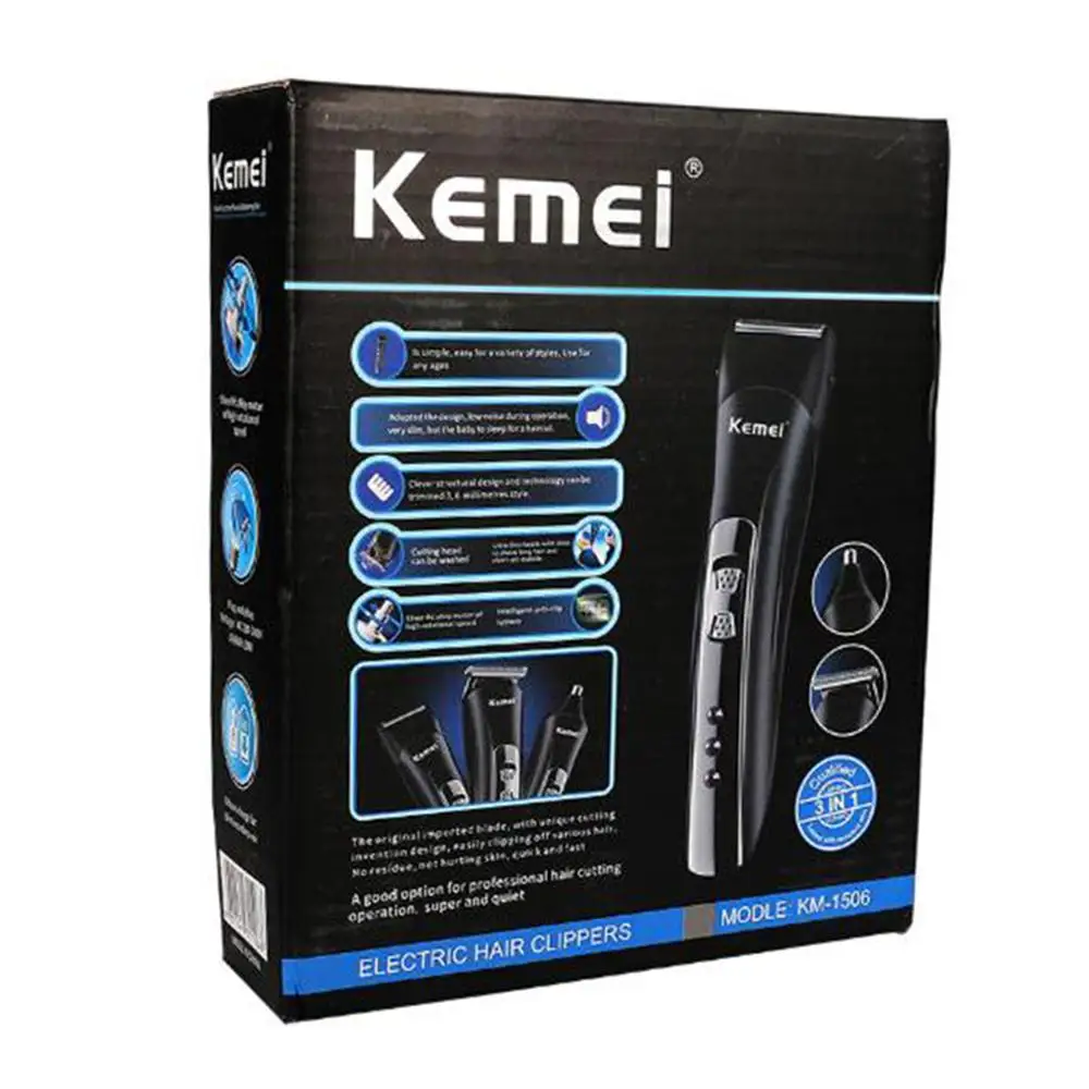 Перезаряжаемая Беспроводная Бритва KEMEI для бороды носа машинка стрижки волос
