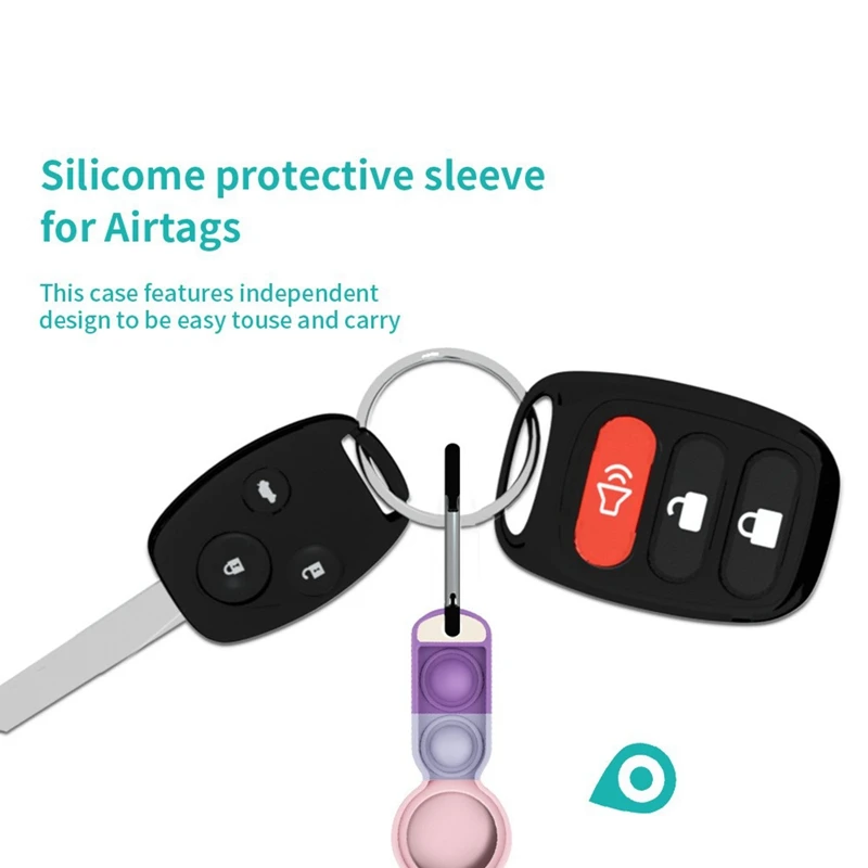 

2021 New 1pc Silicone Protective Cover Push Foam Sensory With Black Hook Suitable For Apple AirTag 9 Colors