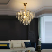 led postmodern crystal clear silver gold designer hanging lamps chandelier lighting lustre suspension luminaire lampen for foyer
