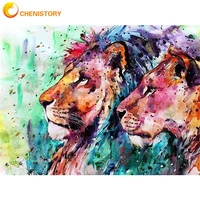 chenistory frame diy oil painting by numbers for adults colorful lions animals coloring by numbers handmade for home decor
