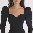 Кроп-Топ женский в стиле Харадзюку, винтажный топ с пышными рукавами и V-образным вырезом, одежда в стиле Лолиты, Y2K, 2020