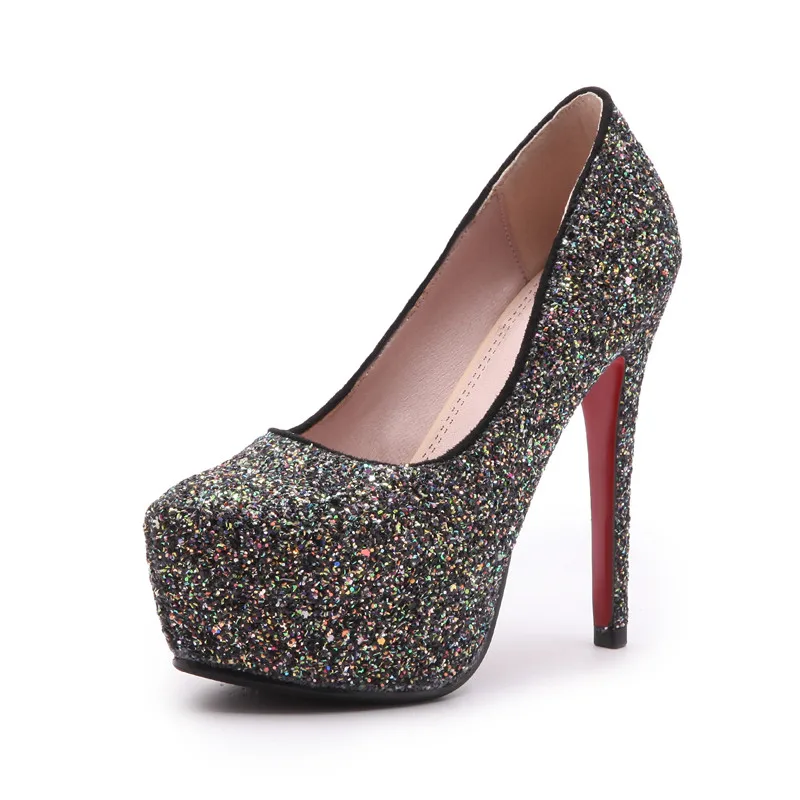 

YMECHIC Lady's Summer Glitter Party Wedding Bridal White High Heels Shoes Sequined Platform Womens Thin Heel Shoes Pumps 2018