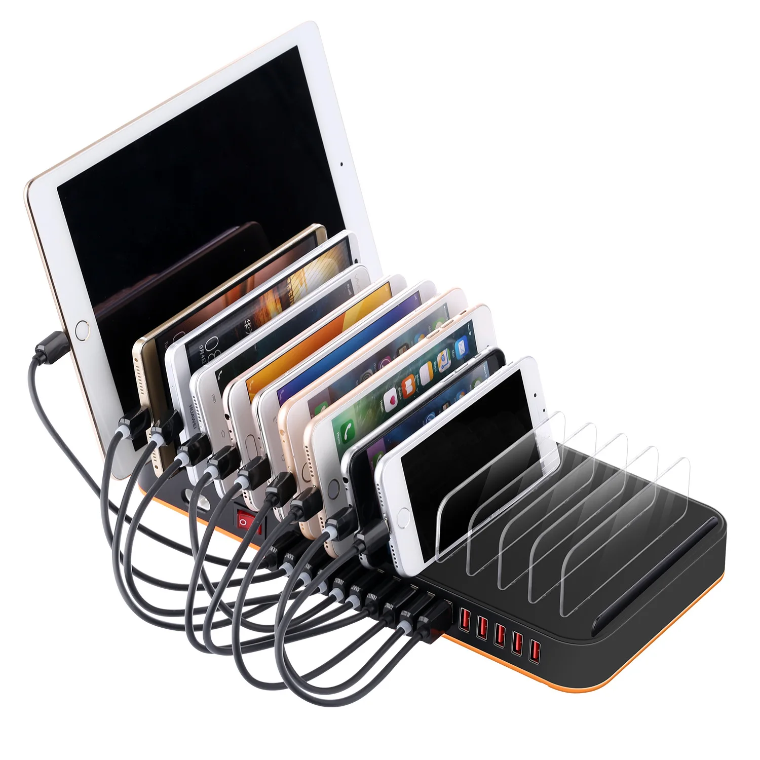 100W Multi USB Charger station Dock with Holder 15 Ports Charge phones ipad smart High-power charger for Home Public Phone Table