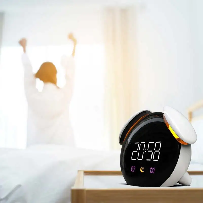 

Intelligent Colorful Alarm Clock Electronic Creative Mini Digita Clock Led Table Watch Small Desk Clock Luminous Silent