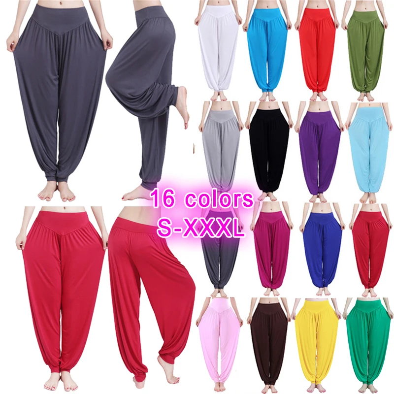 S ~ 3XL 2019 стильные спортивные широкие штаны для йоги плюс размер женские свободные