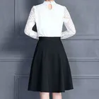 Женские юбки, горячая распродажа, черные плиссированные карманы, эластичная талия, повседневные свободные офисные элегантные женские юбки