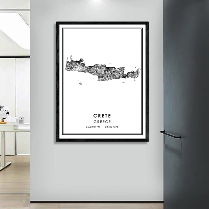 

Crete Greece map print poster canvas | Crete Greece Street map | Crete Greece city map print poster canvas