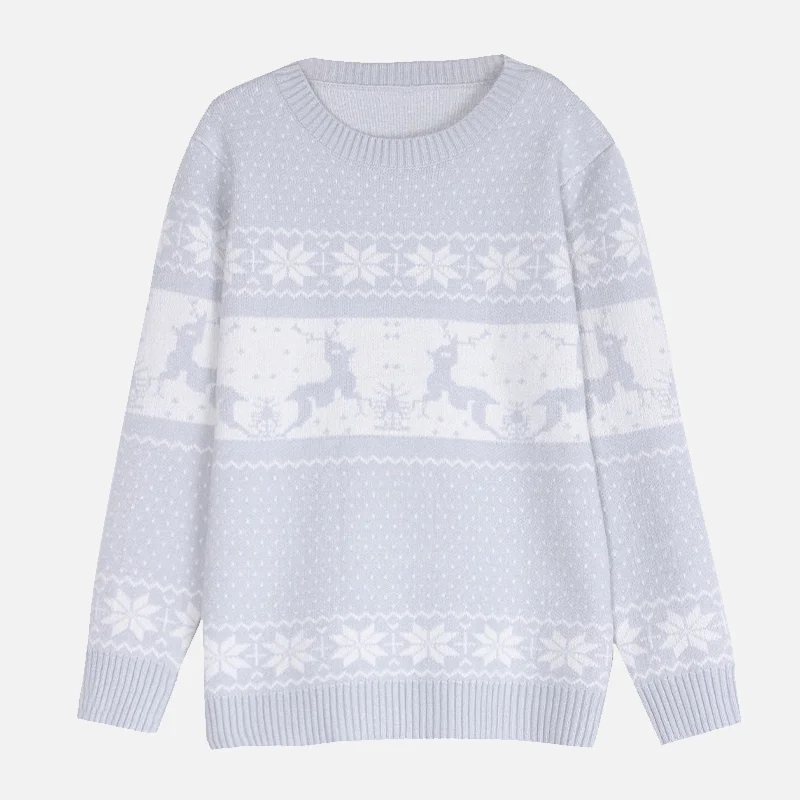 

Christmas Snowflake Fawn Knitted Women Sweaters Long Sleeve O-neck Sweater Female 2021 Fashion Winter Casual Ladies Pullovers