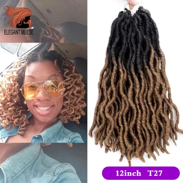 12/18 дюймов crochte косы короткие Faux locs Curly мягких волос синтетические волосы для оплетки удлинитель накладки из натуральных волос для любого Для женщин