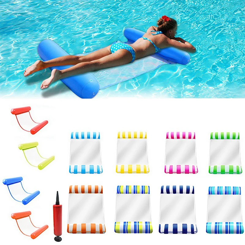 

Outdoor Foldable Water Hammock Swimming Pool Inflatable Air Mattress Beach Lounger Floating Sleeping Bed Chair 2021