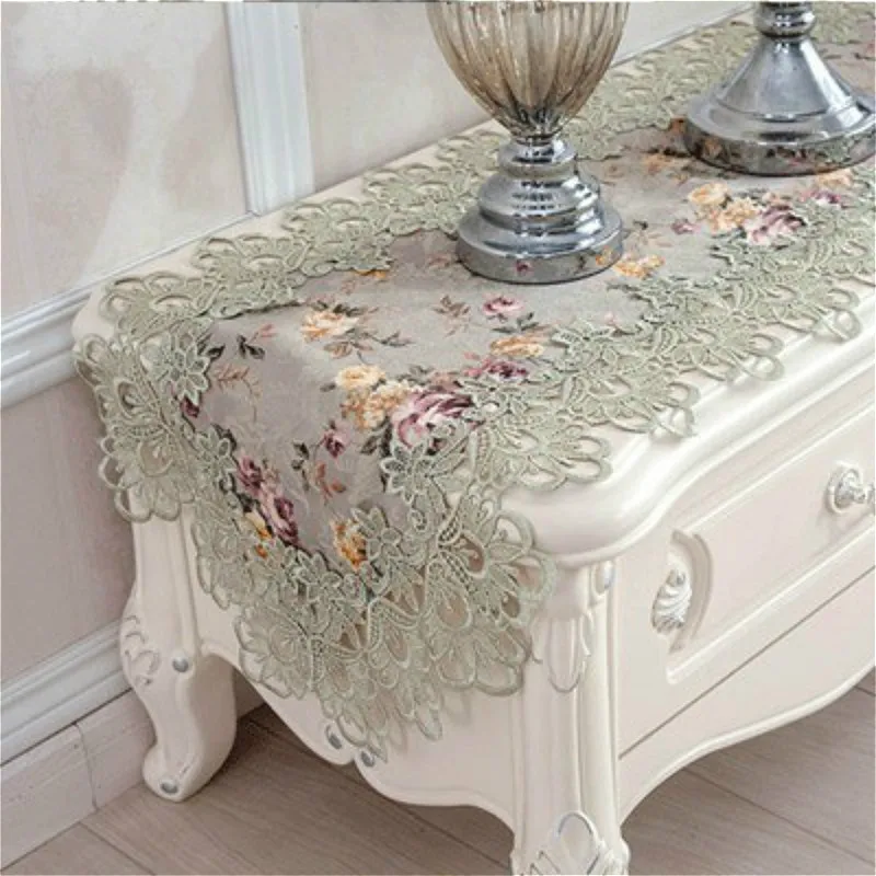 

Luxury Fashion Desk Flag Dressing Cover Modern Green Coffee Table Runner Mats Cloth Simple European Wedding Makeup Tablecloth