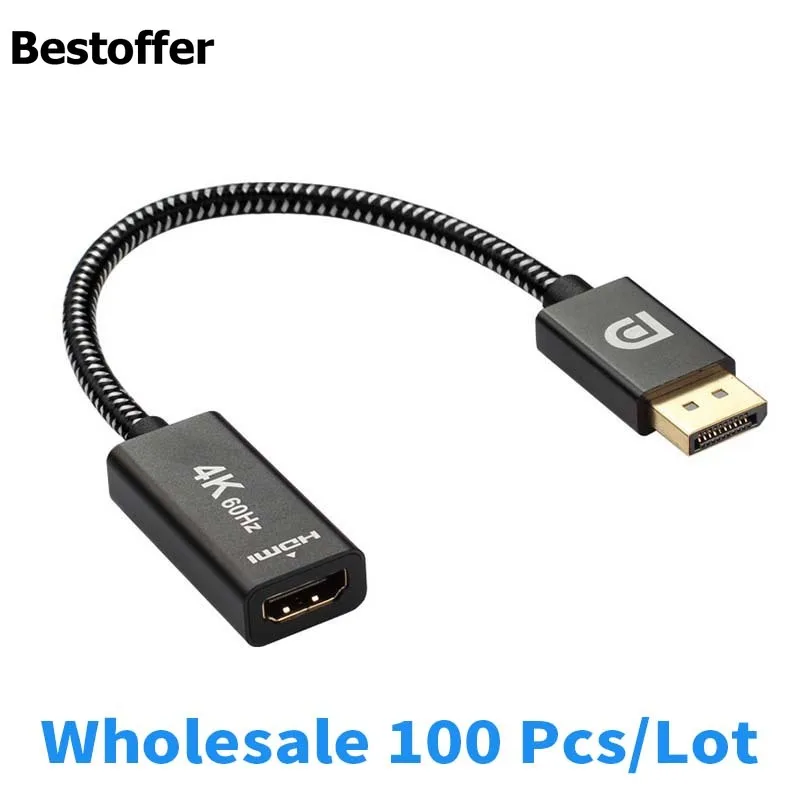 Оптовая продажа 100 шт./лот 20 см позолоченный DisplayPort адаптер HDMI 2 0 штекер гнездо