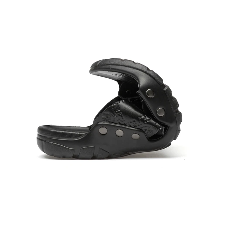 

Big Size 38-50 Leather Slipper Summer Men Shoes Casual Outdoor Flip Flops Outdoor Non-Slip Black White Flat Fashion Beach Slides