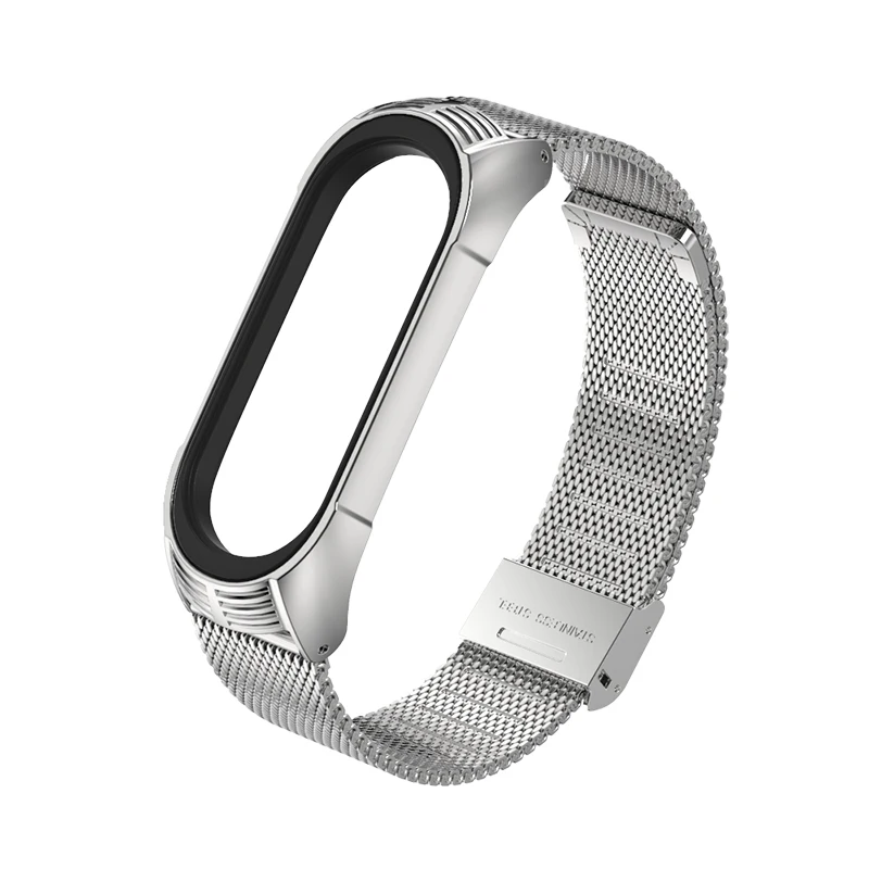 Mi jobs mi band 4 ремешок V стиль металлический браслет для Xiaomi mi ремешок 4 ремешок correa нержавеющая сталь mi Band 3 ремешок, умный Браслет - Цвет: TF milanese silver