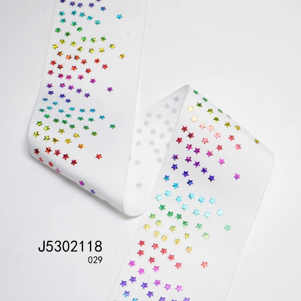 Бесплатная доставка 50 ярдов 3-дюймовая Радужная цветная звезда голограмма лента