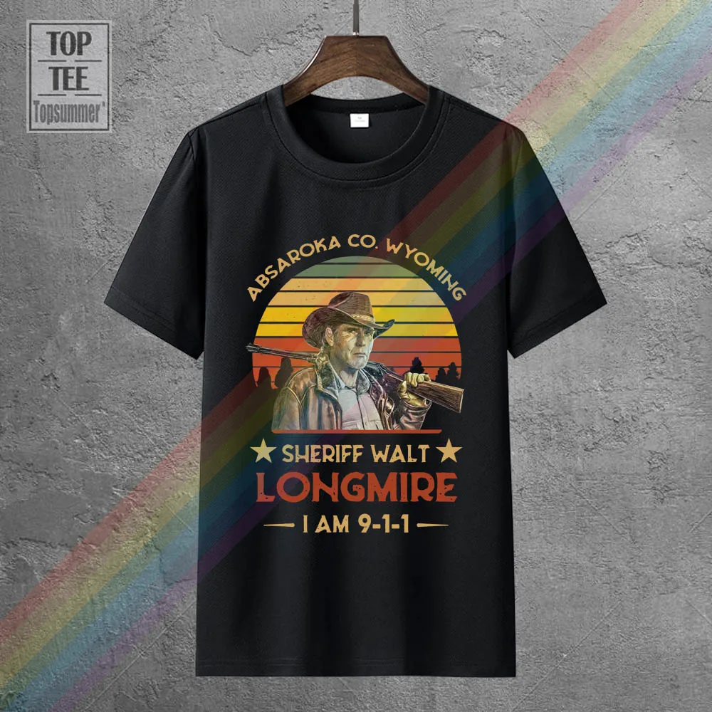 

Absaroka Co Wyoming Sheriff Walt Longmire I Am 911 Vintage Men T Shirt Black