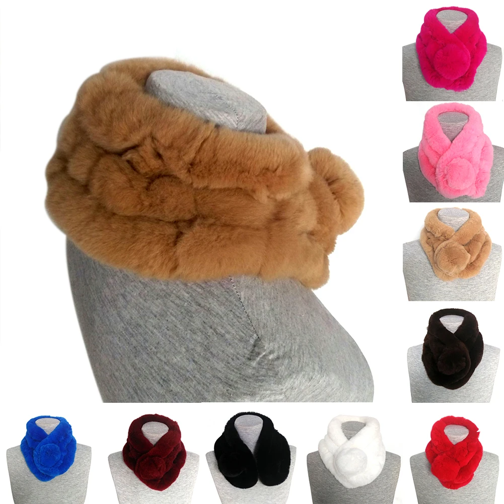 

Warm Winter Women Faux Fur Collar Fluffy Wrap Scarfs Shawl Scarf