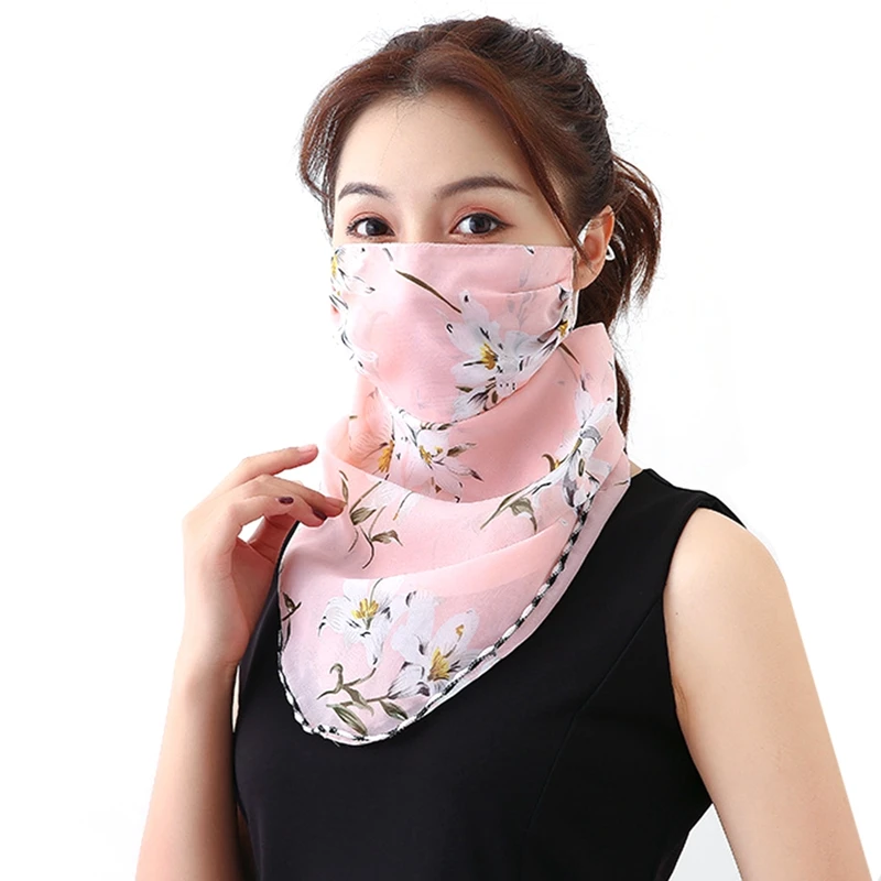 

Chiffon Cycling Face Cover Women Outdoor Sun Protection Print Scarf Dustproof Neck Scarf Protection Bandana Anti-uv Face Cover