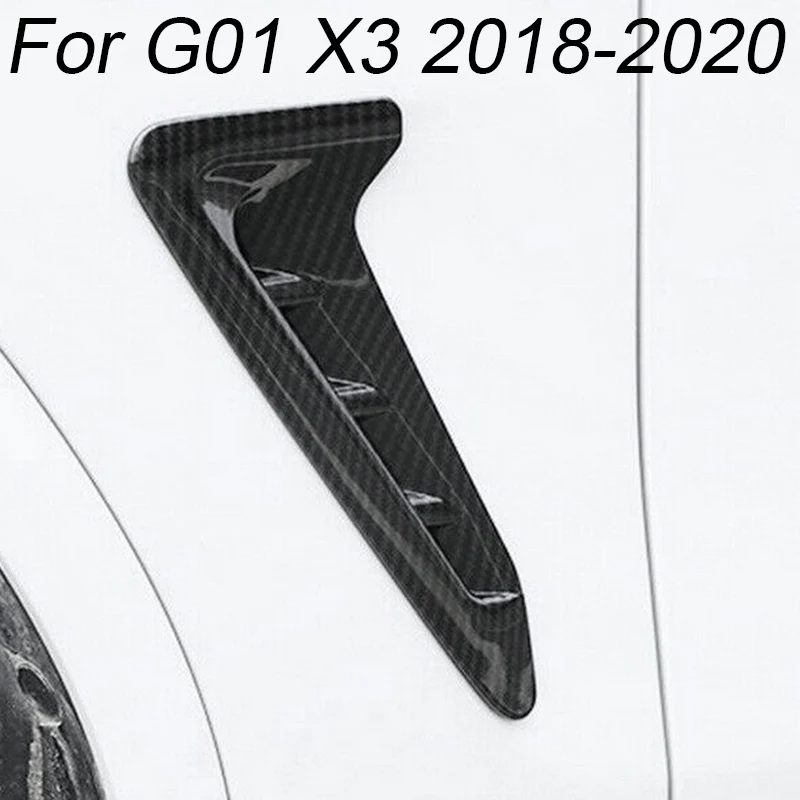 

For-BMW X3 G01 2018 2019 2020 Car ABS Carbon Fiber Look Side Body Intake Grille Fender Air Vent Decoration Cover Trim