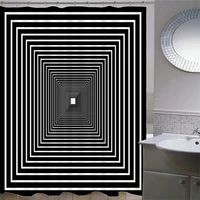 modern black and white geometric illusion shower curtains waterproof fabric solid color bath curtain for bathroom shower curtain