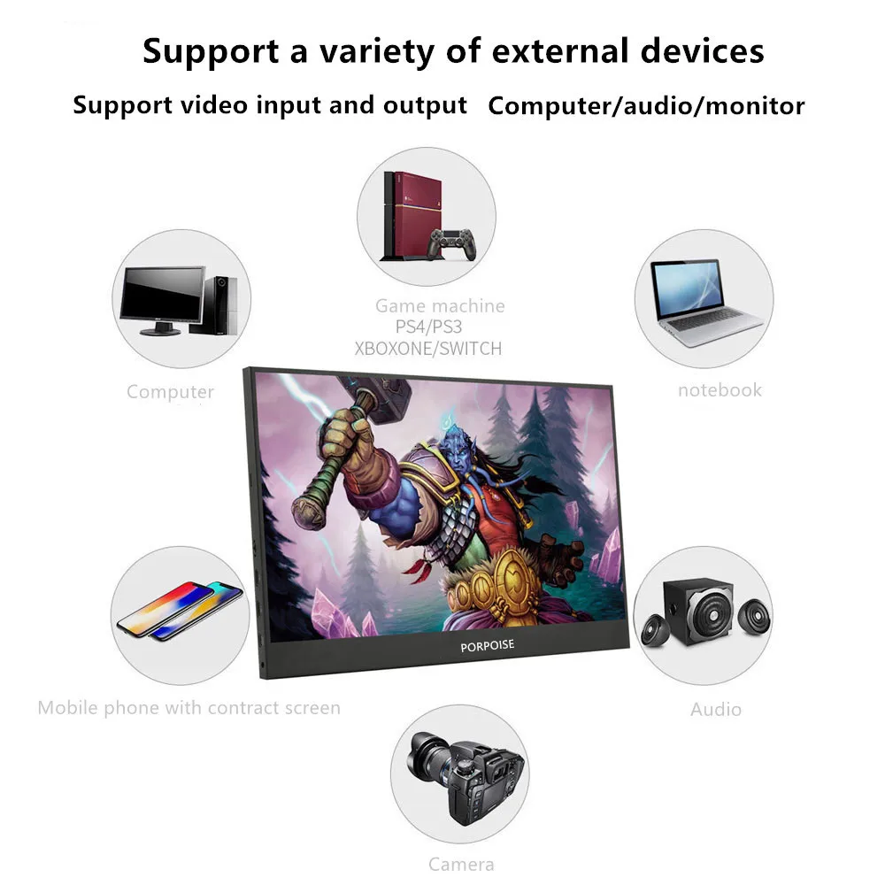 15," портативный монитор HDMI игровой светодиодный ips экран Поддержка Mini HDMI PC ноутбук, Xbox, переключатель PS4 монитор для PC Gamer