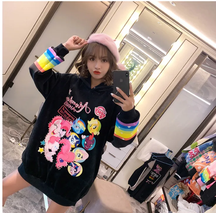 Свободные флисовые теплые толстовки размера плюс с рисунком женские