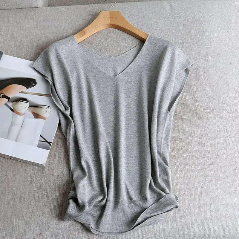 Женская одежда с коротким рукавом Трикотаж Strentch вязаный Ретро осенний свитер