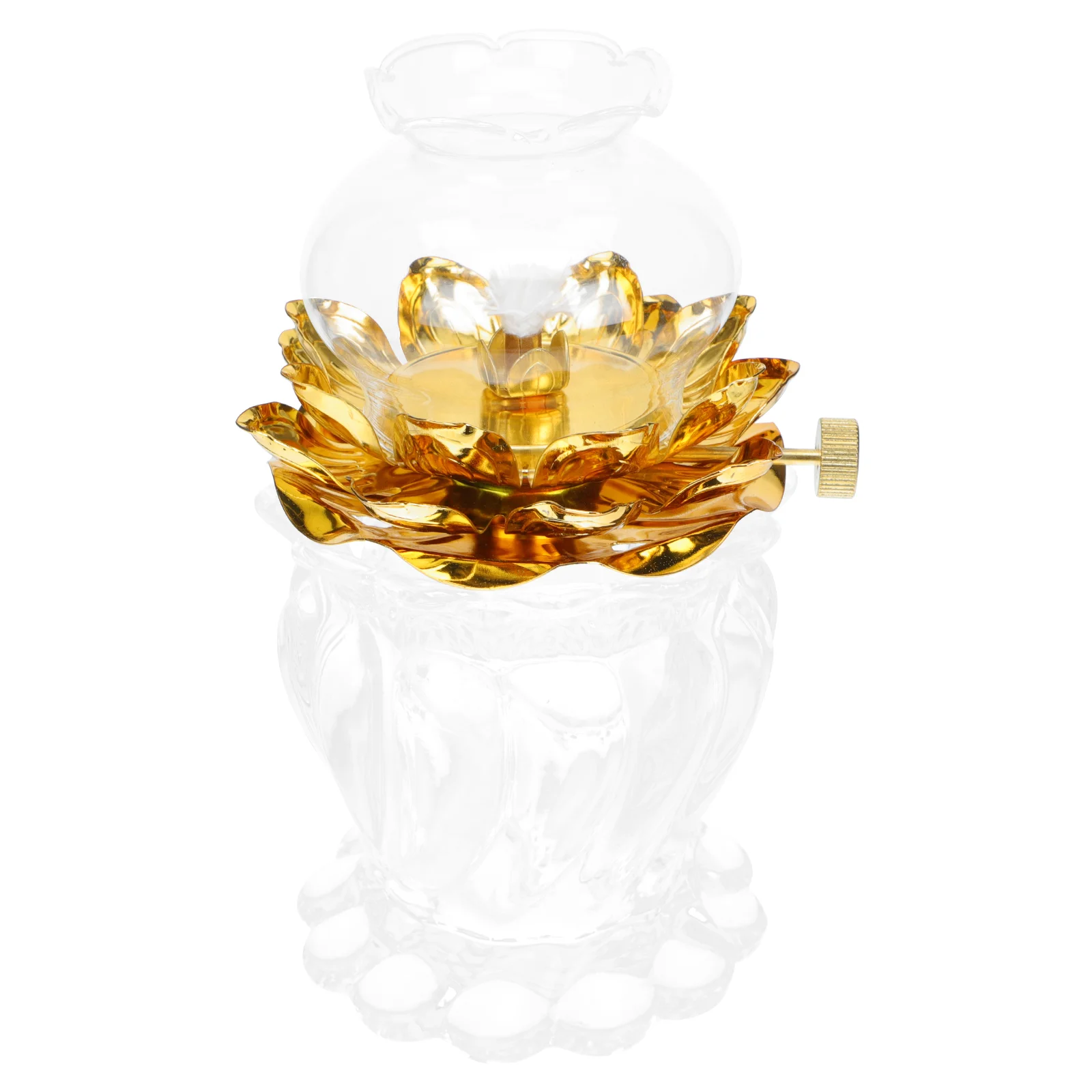 

1pc Glass Lotus Light Front Light Kerosene Lamp Light Temple Decor