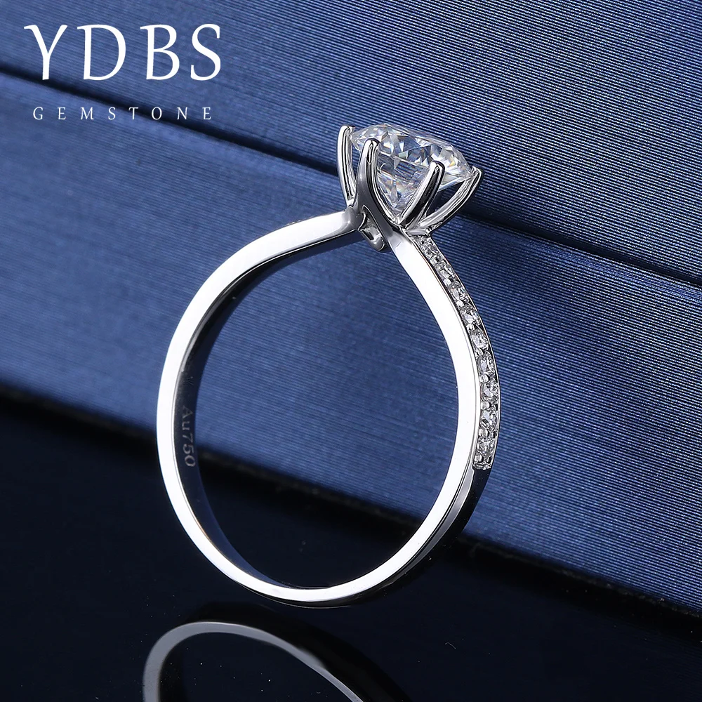 

1.0ct 6.5mm YDBS Round Briliant Moissanite ring Classic style Moissanite Diamond Engagement Anniversary Ring Real 18K White Gold