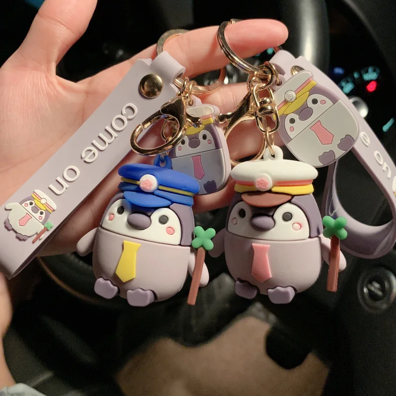

2020 6Pcs New Cartoon Penguin Keychains Creative Cute Animal Key Chain Couple Gift Car Pendant Cute Backpack Pendant Key Ring