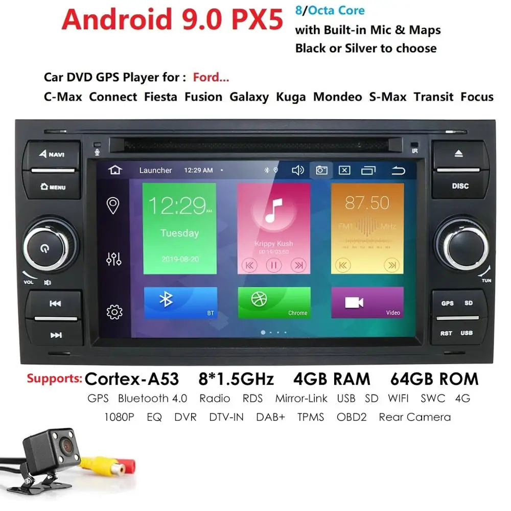 64G OctaCore Android9.0 автомобильный аудио gps для FORD FOCUS C-MAX dvd плеер Автомобильный