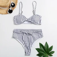 hot selling striped bikini suit ladies swimsuit 2020 new high waist split bikini swimsuit sexy striped triangle female swimsuit