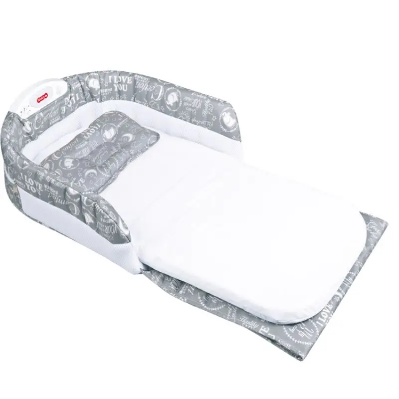 High quality Mattress Baby Bed Half Encirclement By Boys And Girls In The Beds Portable Folding Multi-Function With Music Night | Мать и