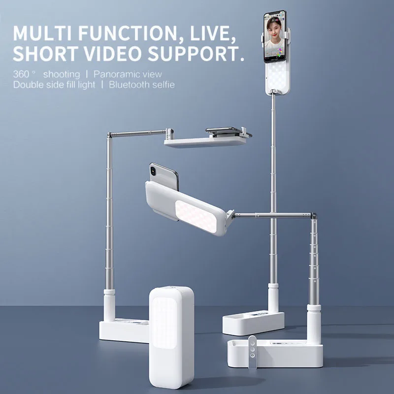 FOR Portable Phone Holder Stand With Wireless Dimmable LED Selfie Fill Light Lamp Foldable Remote Control For Live Video