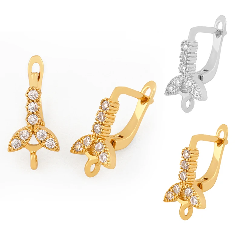 

OCESRIO DIY Handmade Bud Earring Hooks Zircon Silver Color Earrings Making Pendants Luxury Jewelry Making Accessories erha012