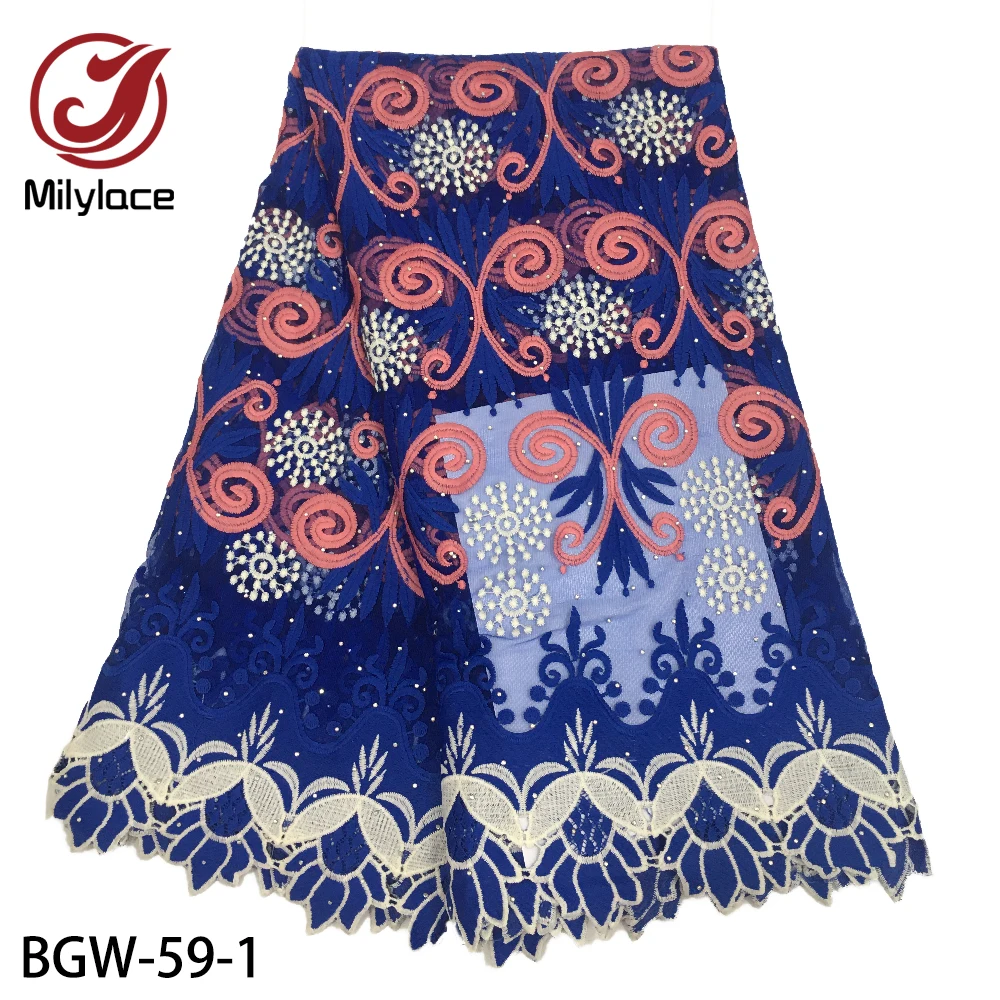 

Milylace African Lace Embroidered Tulle Fabric High Quality French Net Mesh Lace Fabric for Women Dress BGW-59