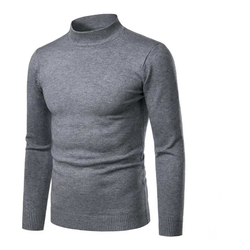 

Autumn Fashion Sweater Men's Half Turtleneck Solid Color Casual Men Slim Fit Mock Neck Top Men Brand Knitted Sweater Pullovers