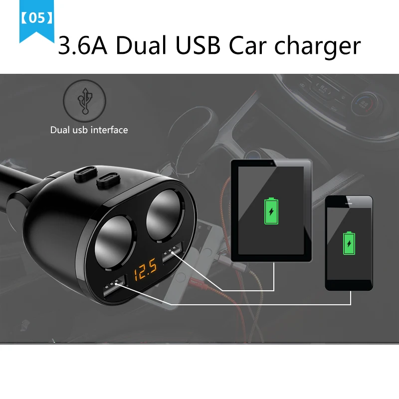 12 В/24 В автомобильный двойной USB быстрое зарядное устройство адаптер для автомобильного прикуривателя разветвитель конвертер 5 в 3.6A напряжение диагностический дисплей