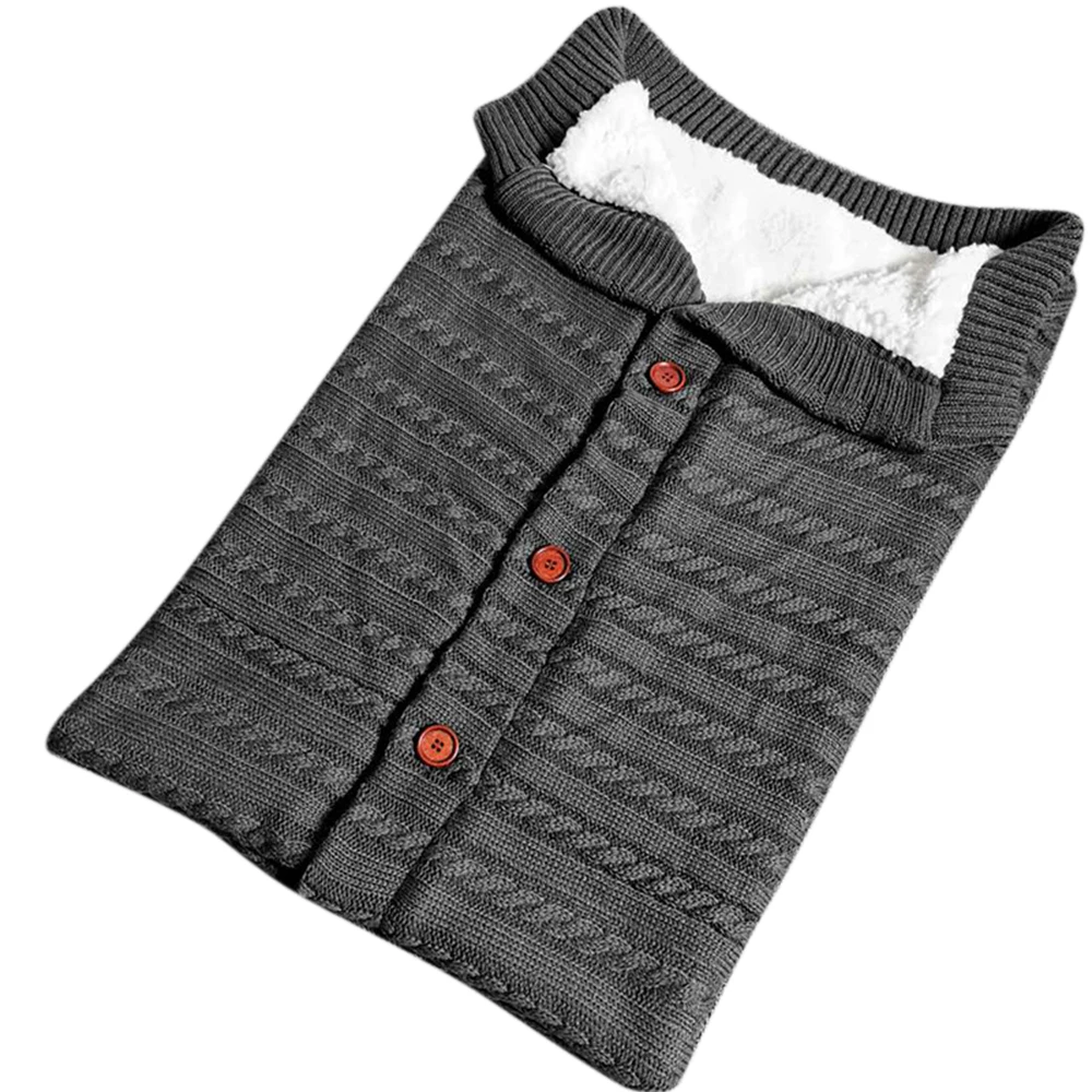 dark gray CYSINCOS спальный мешок для малышей, конверт, зимний детский спальный мешок, лапка для коляски, вязаный спальный мешок, пеленка для новорожденных, Вязаная Шерстяная коляска Slaapzak - Цвет: dark gray