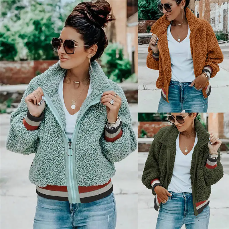 Женская Осенняя зимняя теплая бархатная куртка с отворотом свободная длинными