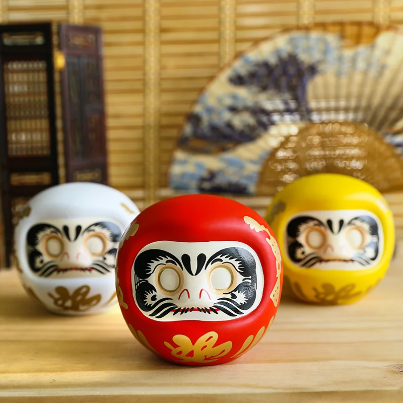 

Японская Керамическая кукла Дарума, 4 дюйма, кошка удачи, украшение на удачу, копилка для денег, офисный Настольный фэн-шуй, ремесло, украшени...