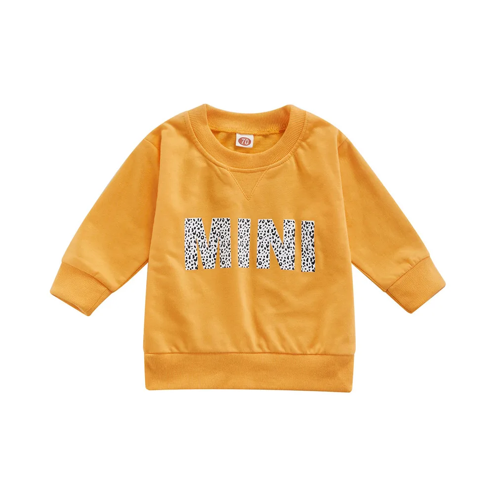 

Infant Baby Kids Girls Pullover, Long Sleeve Crew Neck Leopard Print Letters Fall Hoodie Tops 6M-4T 2021 New Fashion