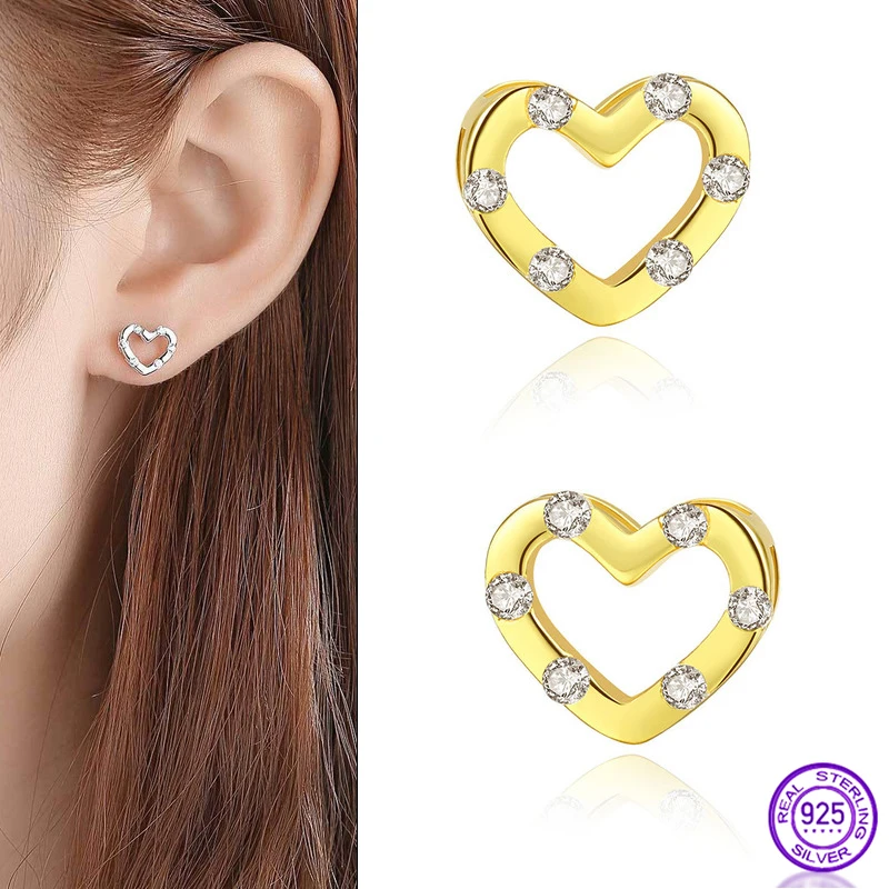 Изысканные серьги в форме сердца из стерлингового серебра 925 пробы для женщин