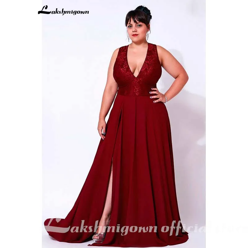 

Plus Size Burgundy Mother Of The Bride Dresses 2020 hater neck Chiffon Long lace Women Formal Evening Party Gowns