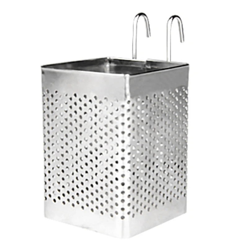 

New Stainless Steel Chopsticks Holder Hanging Cutlery Drying Basket Tableware Drainer with Hooks Kitchen Utensil