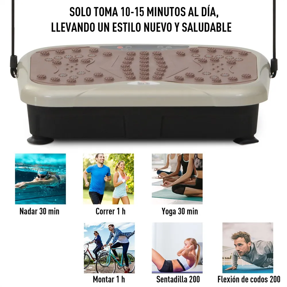 HOMCOM Placa de Vibracion вибрационная платформа с 2 эластичными лентами для фитнеса