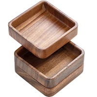 walnut plate wood square tray japanese tableware household dessert plate small round bowl creative stackable nature fruit dish