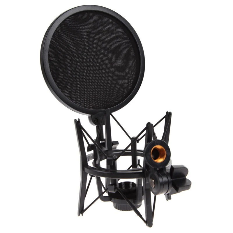 

Professional Microphone Mic Shock Mount with Shield Articulating Head Holder Stand Bracket for Studio Broadcast