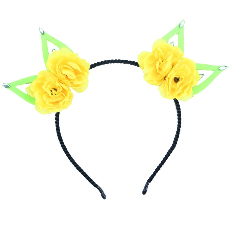 Хеллоуин повязка на голову с кошачьими ушами большими цветами для девочек 2019